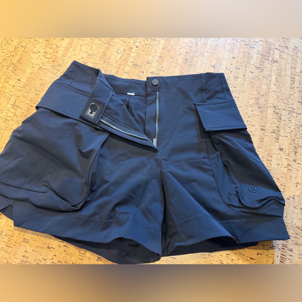 Super High Rise Black Cargo Shorts